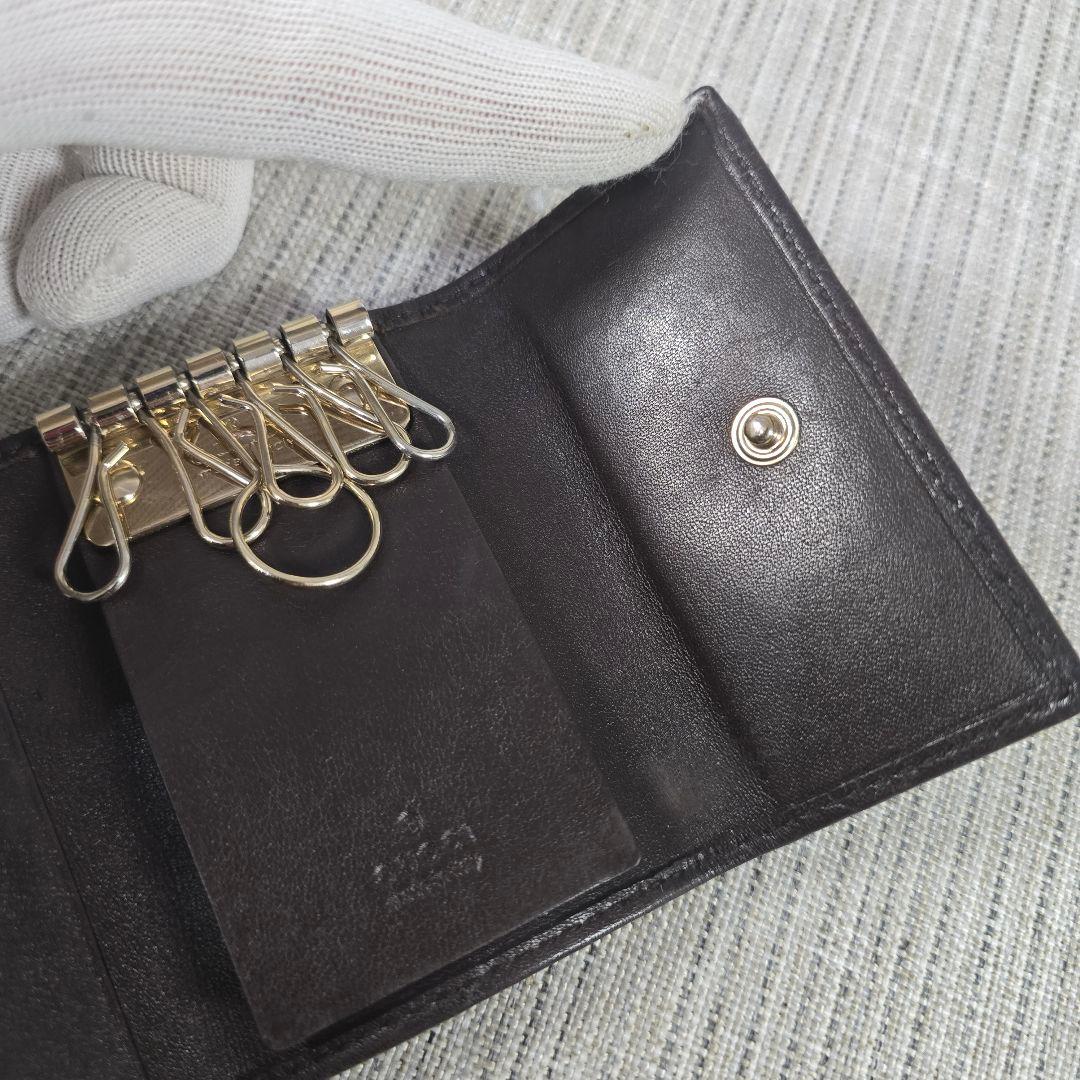 極美品　GUCCI　グッチ　6連　キーケース　グッチシマ　シマライン　レザー