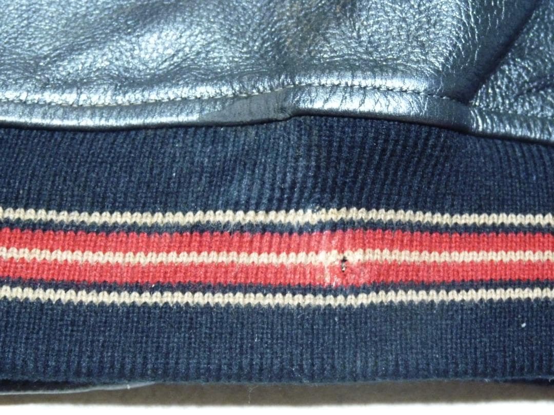 アラレ3号　RBC　本革　レザージャケット　ブラック＆ホワイト　XL