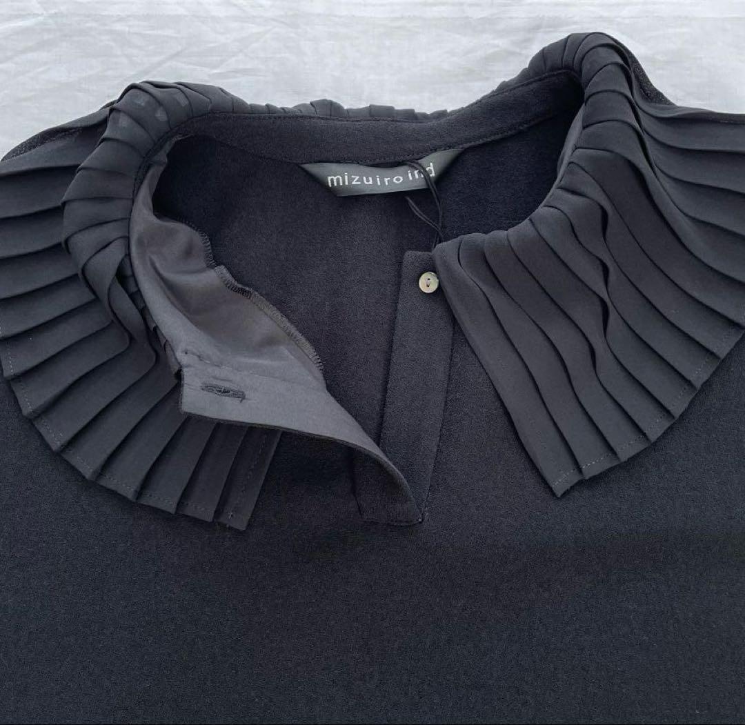 mizuiro ind ミズイロインド プリーツカラー ワンピース 黒