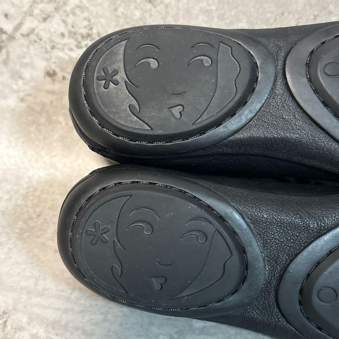 未使用級 カンペール ライトニナ レースアップ バレエシューズ ブラック 38