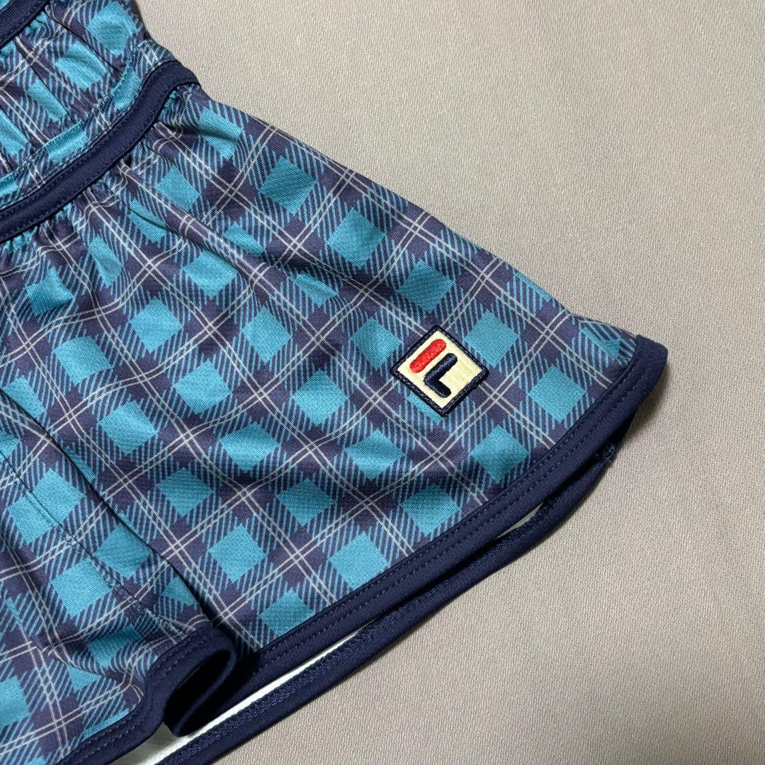 フィラFILA テニスウェア チェック柄シャツ&フレアスコート 上下セットアップ