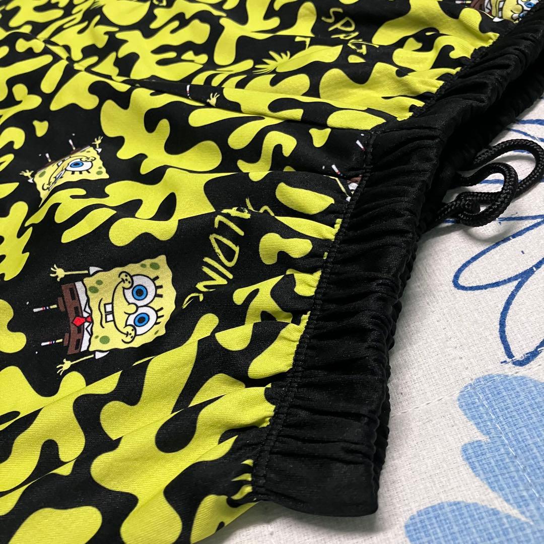 【希少】SPALDING スポンジボブ コラボ　総柄　バスパン　ハーフパンツ