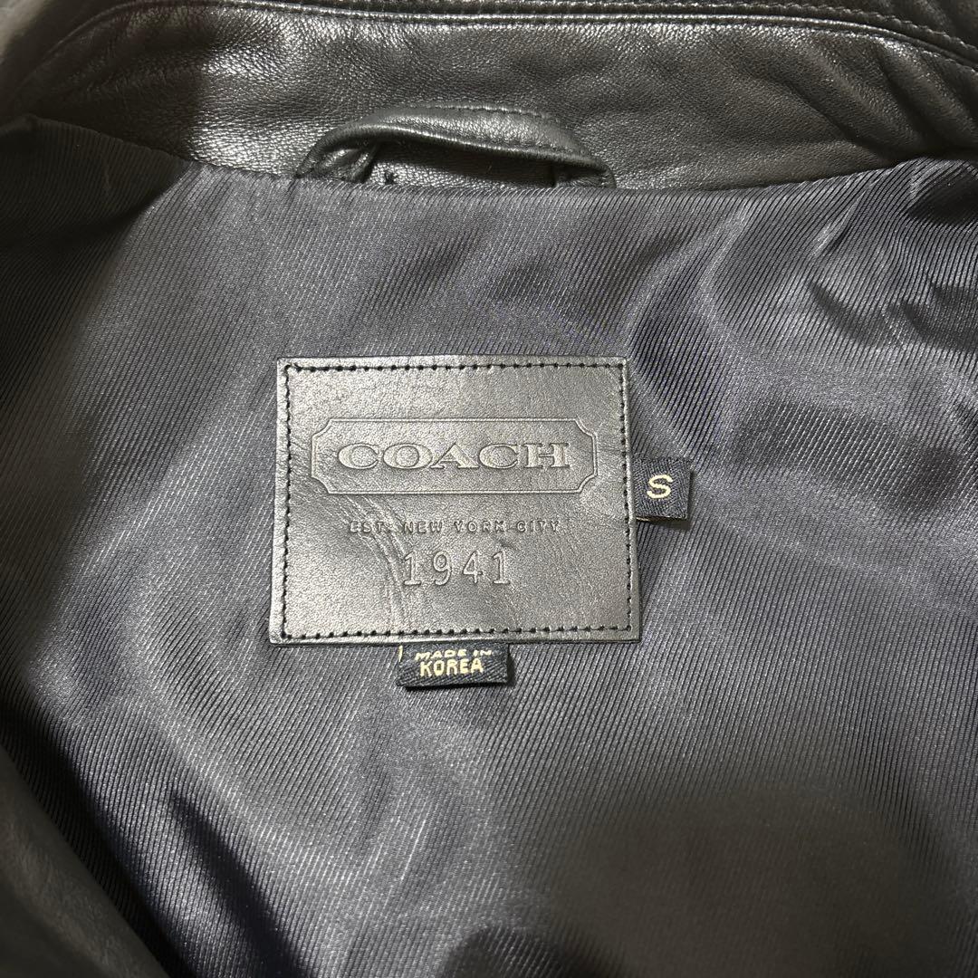 【美品】COACH 本革 90s レザー シングル ライダースジャケット 黒 S