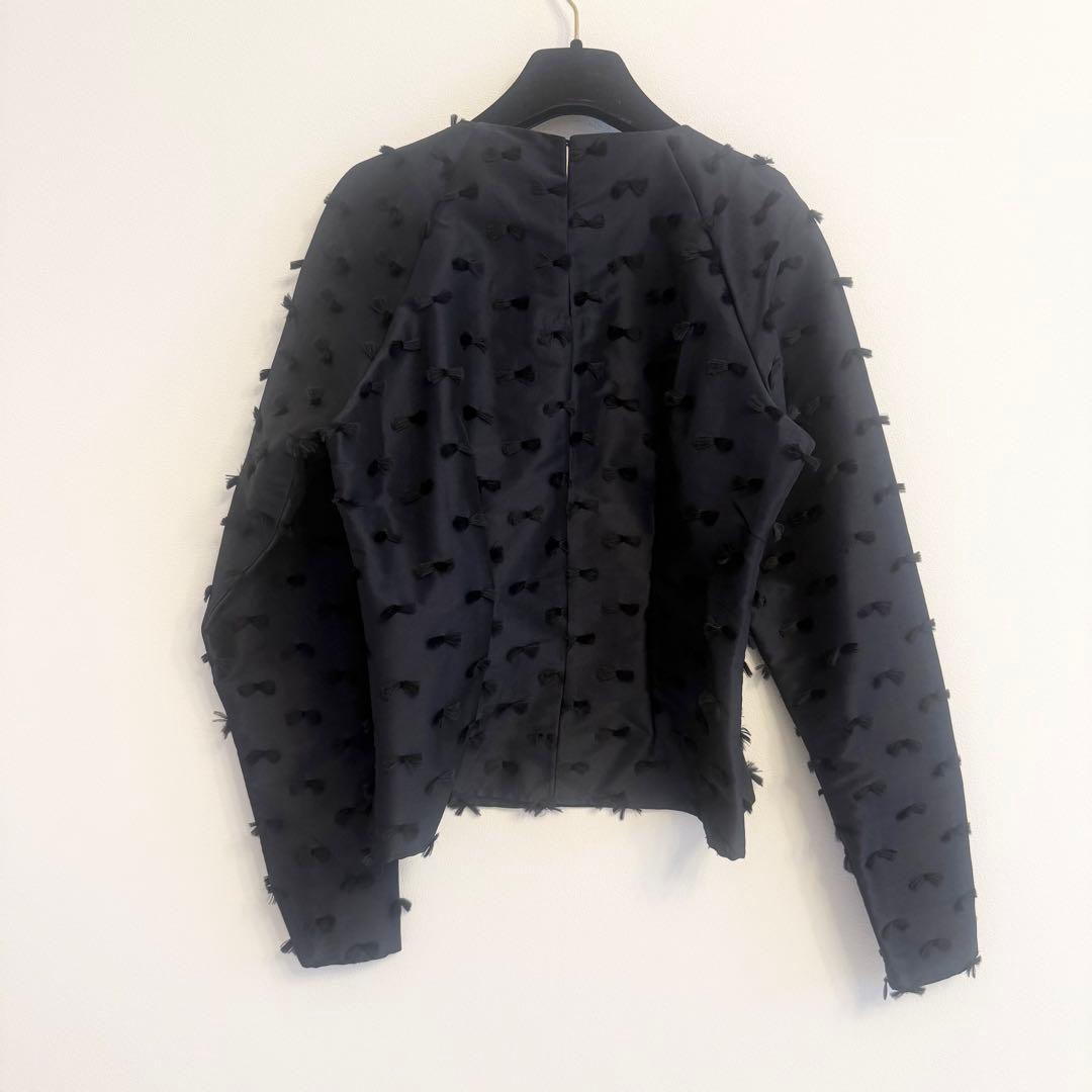 新品未使用タグ付き anuans アニュアンス リボンカットジャガードブラウス