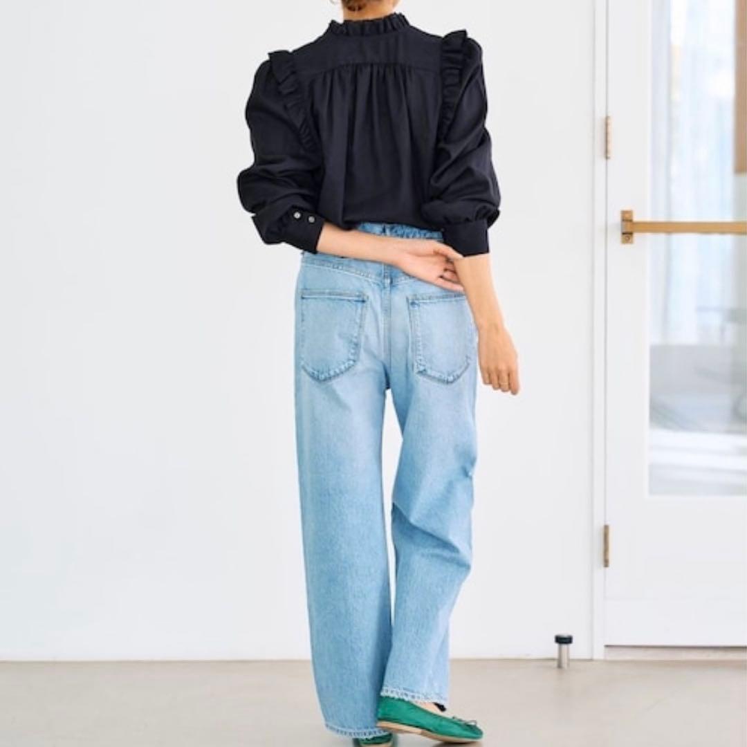 イエナ　コットンシュリンクフリルブラウス　比翼仕立　洗える　シアー　2023SS