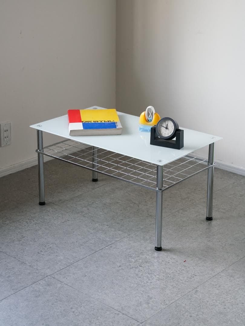 90's vintage ガラストップ ローテーブル レトロポップ モダン