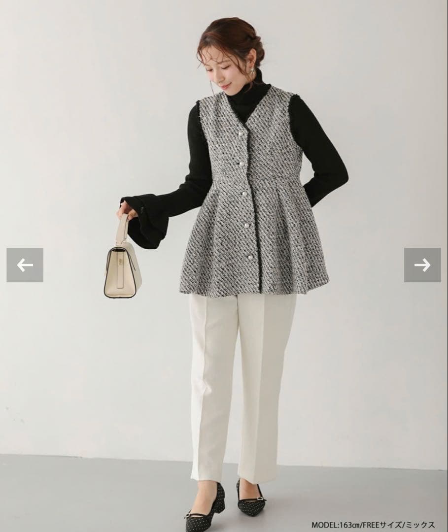 【新品未使用】fitmore ツイードジレ 黒 FREE セレモニー MIKI