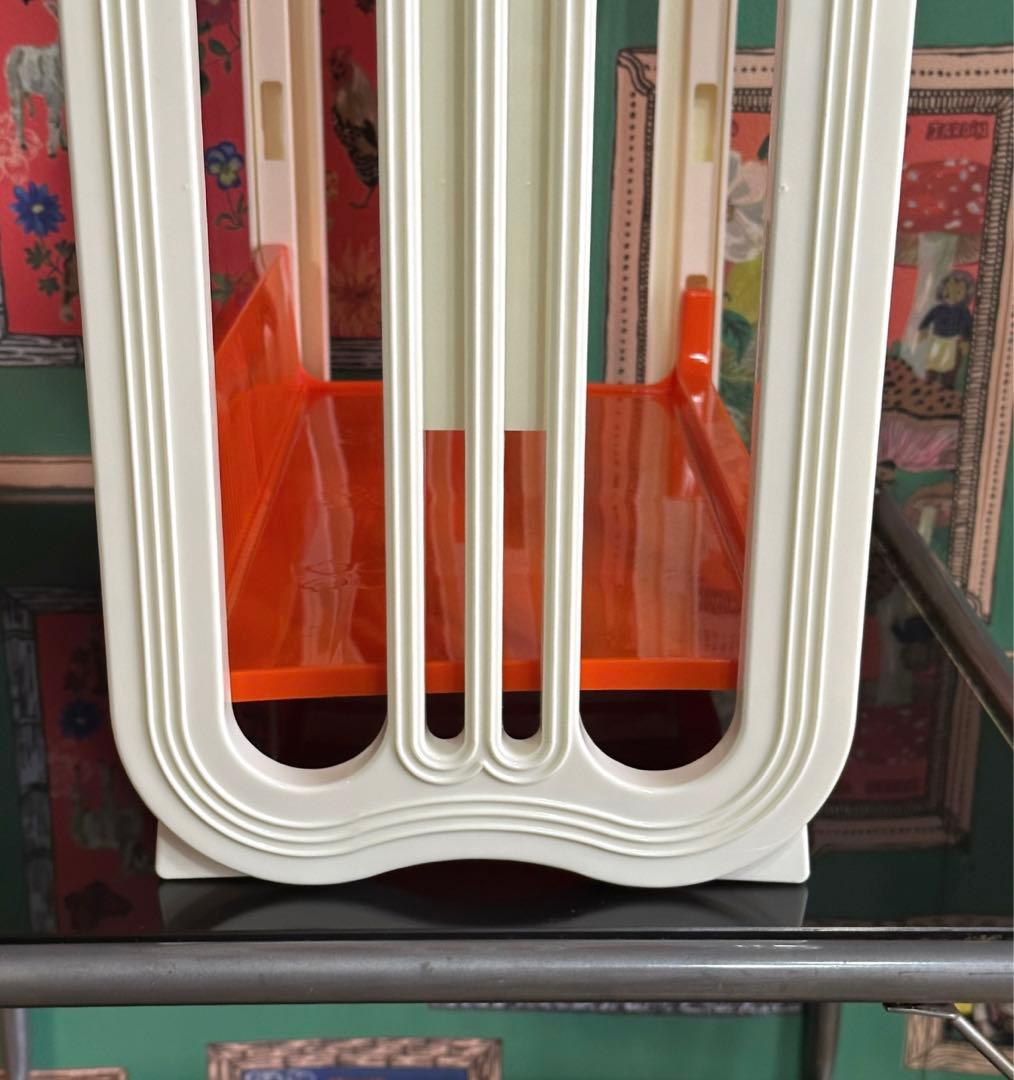 昭和レトロ　2段バスケット　キッチンラック　プラスチックケース　レトロポップ