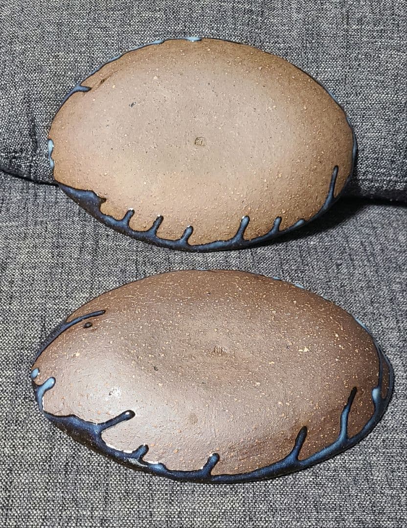 【さくら】希少 萩焼 青萩楕円形皿 清玩作 『山根清玩』未使用