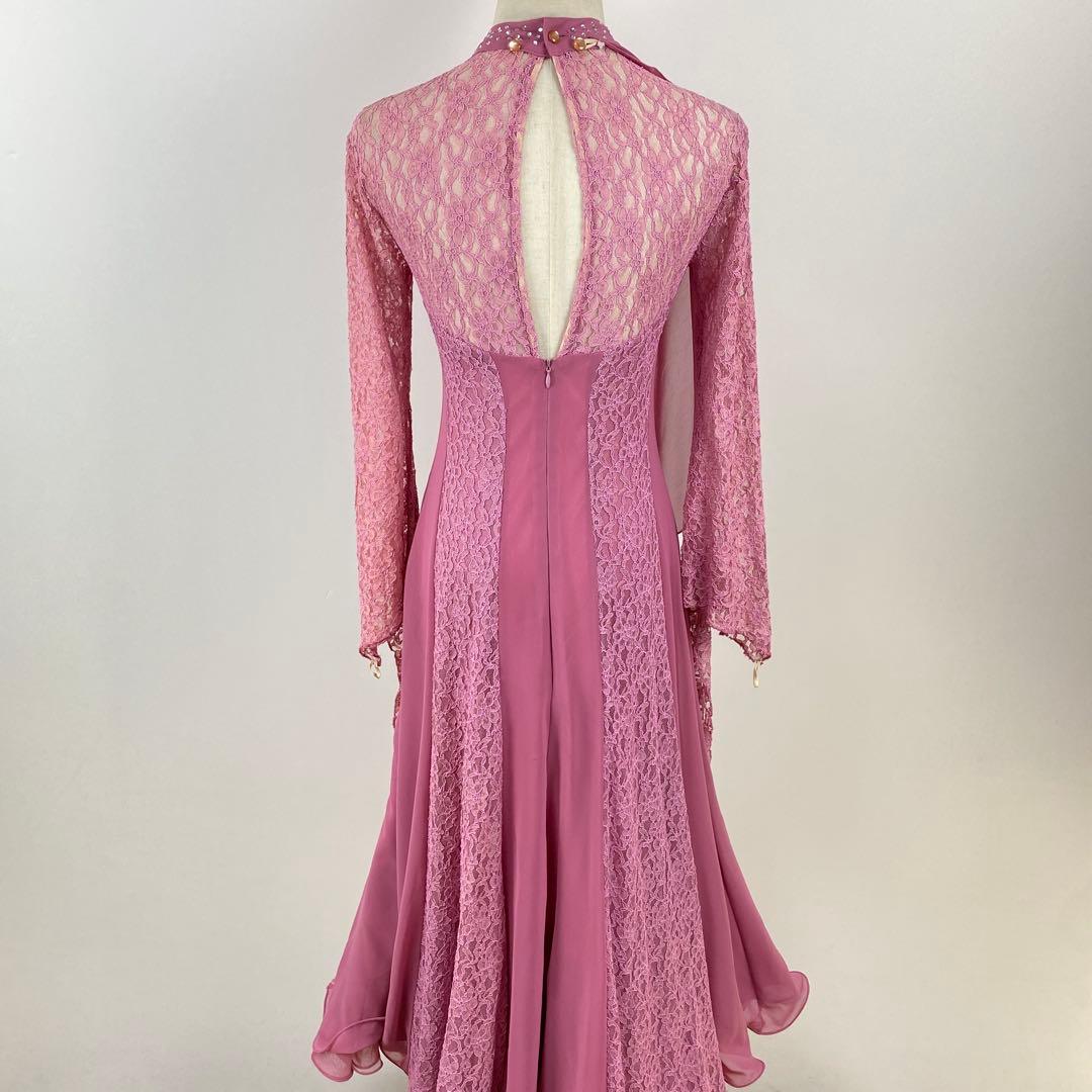 訳あり美品 社交ダンス ドレス ロングワンピース 派手 レース