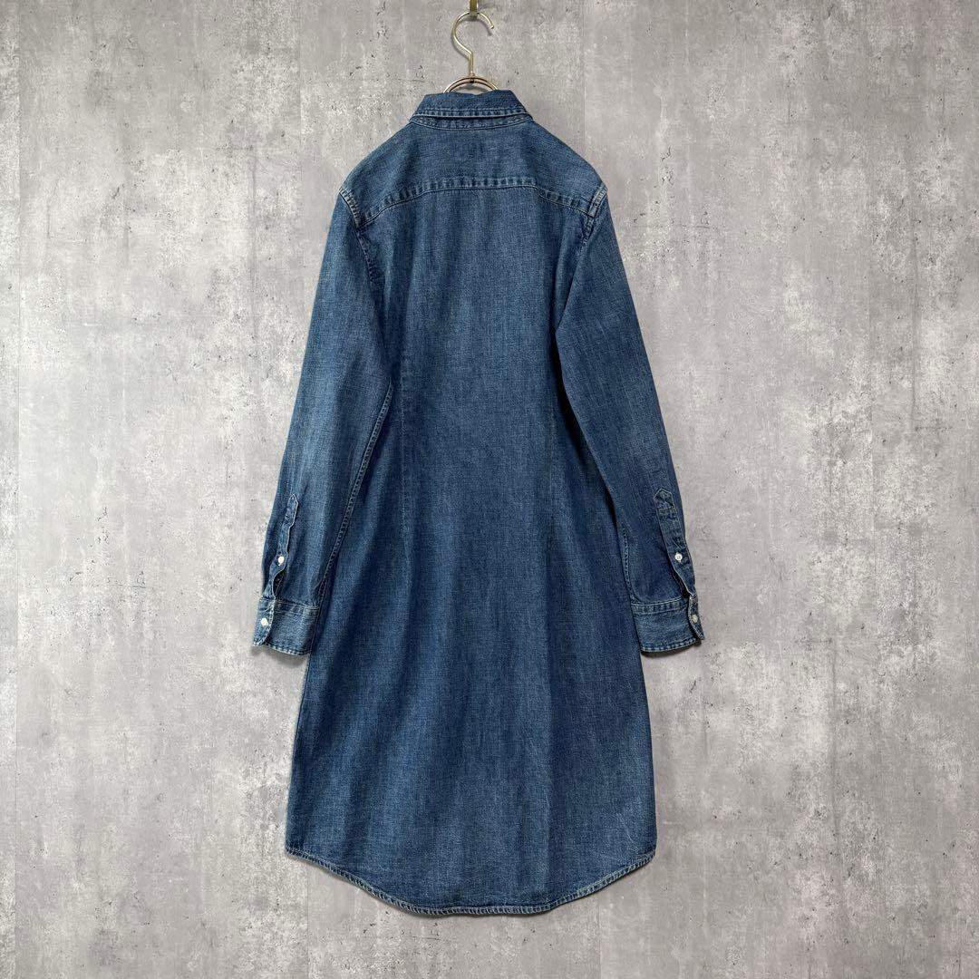 ラルフローレン デニムシャツワンピース ホースロゴ刺繍 インディゴ 美品 SP