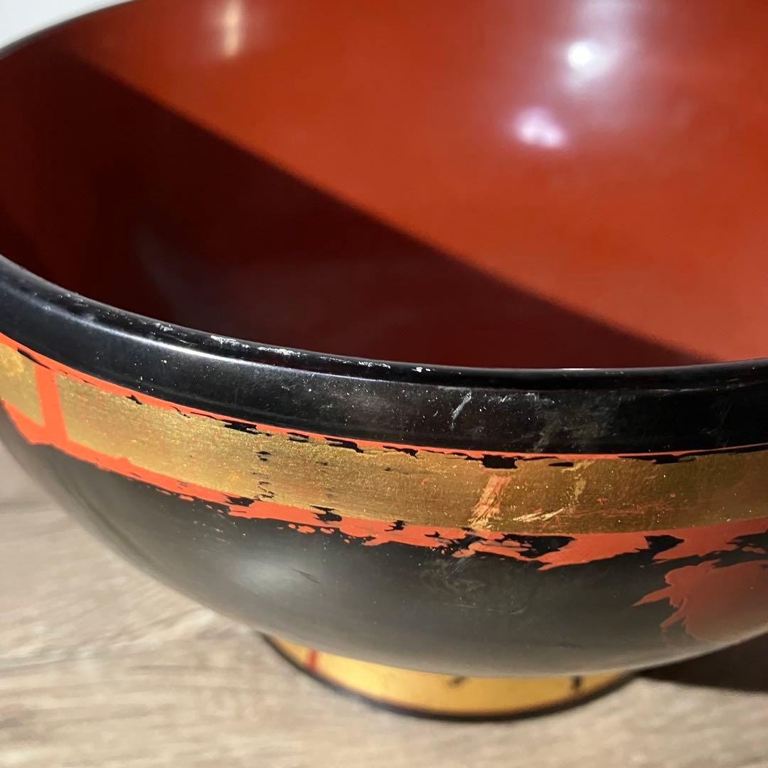 D-4 【和モダン】秀衡塗り 漆器 どんぶり 鉢 金箔 朱塗り 盛り鉢 丼