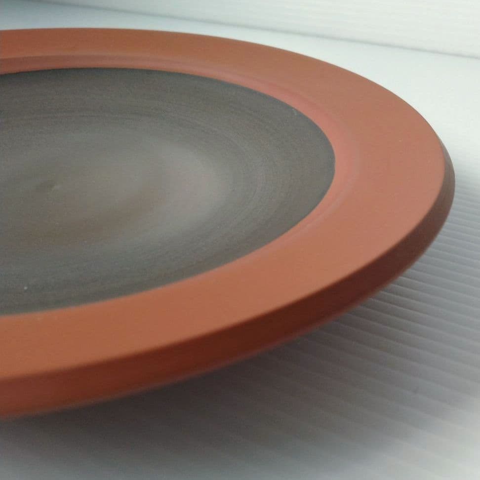 希少 佐渡 無名異焼 人間国宝 伊藤赤水 窯変 皿 大皿 工芸品 21,5cm