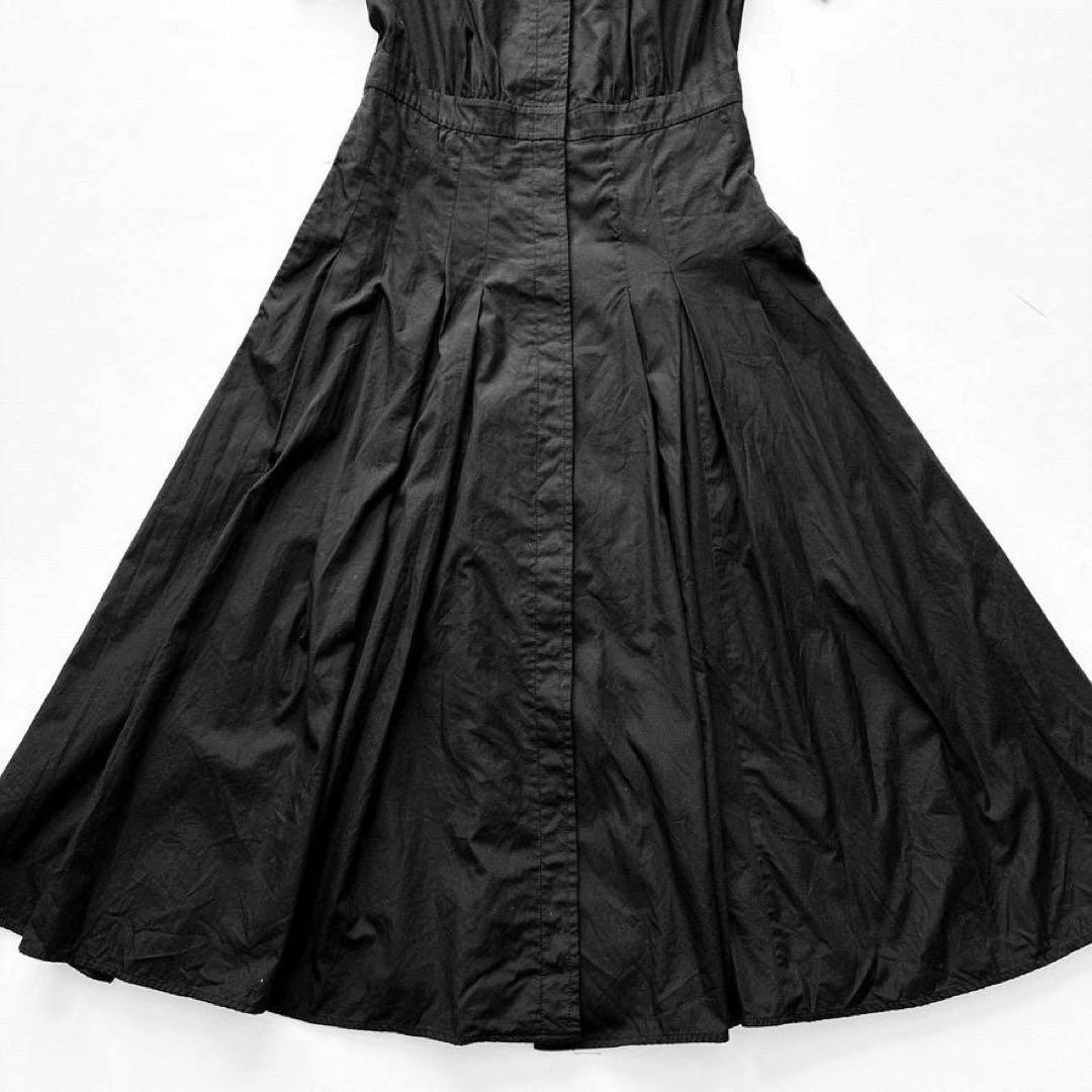 【近年モデル】MaxMara　半袖シャツワンピース タック フレア ブラック