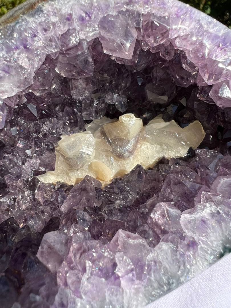 A166 高品質アメジストドーム クラスター カルサイト共生 パワーストーン