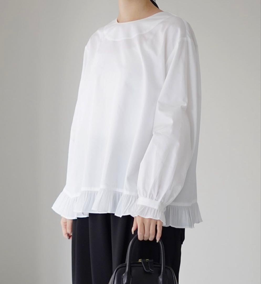 TUMUGUツムグコットンサテン プルオーバー ブラウス フォーマル フリル