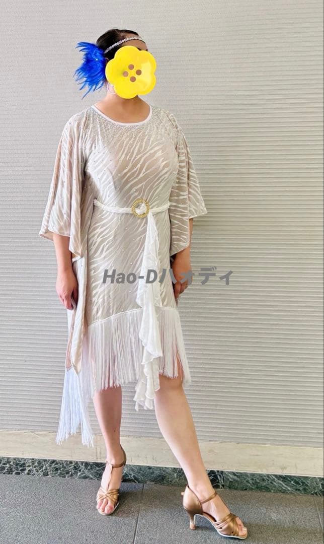 新品同様★ラテンドレス★ワンピース★フリーサイズ★社交ダンス★フリンジ ★競技会