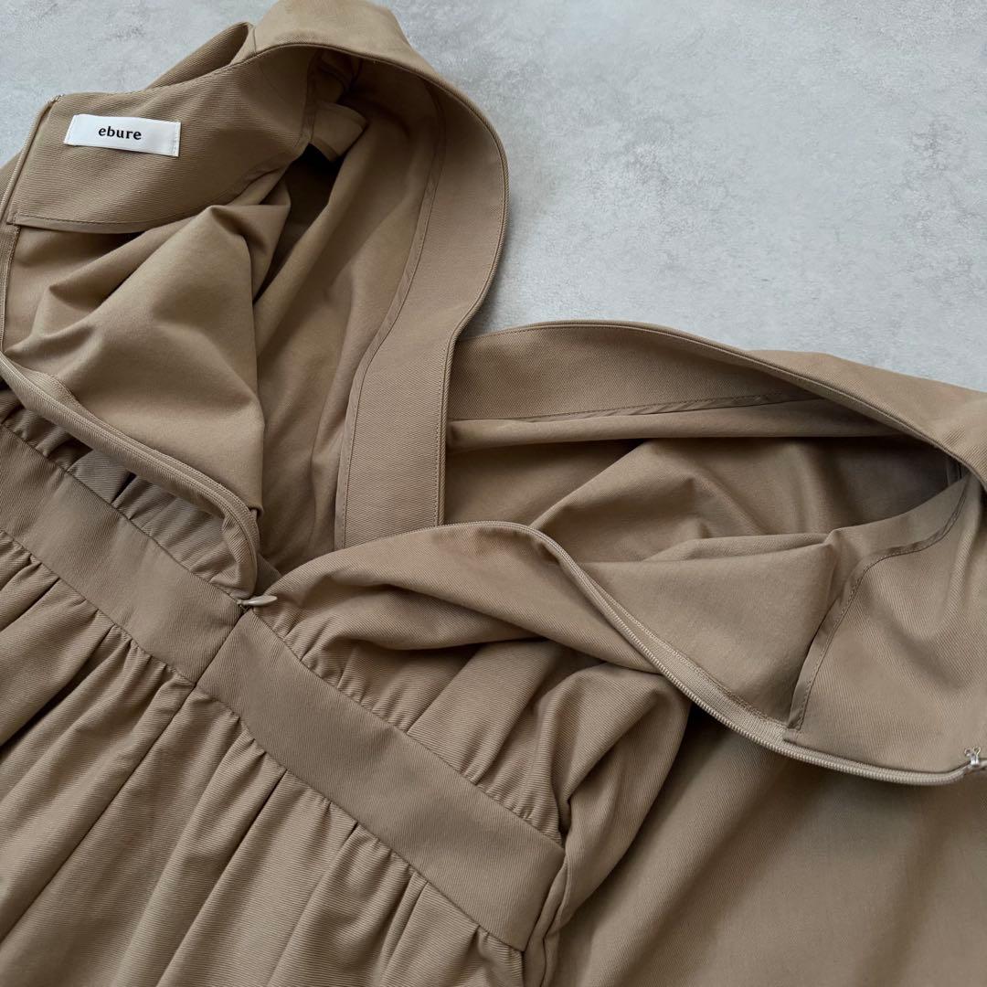 美品　ebure コットン カシュクール フレアワンピース ベージュ 38