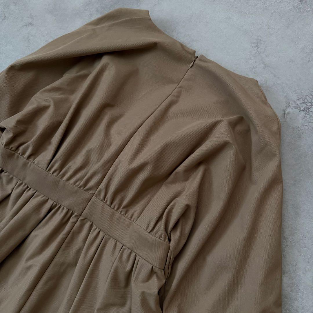 美品　ebure コットン カシュクール フレアワンピース ベージュ 38