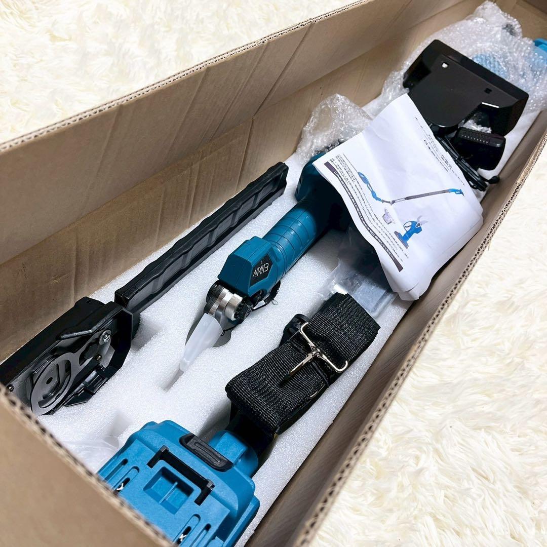 1台5役☘️高枝切り電動ハサミ 充電式 ポールヘッジトリマー 剪定 芝生バリカン