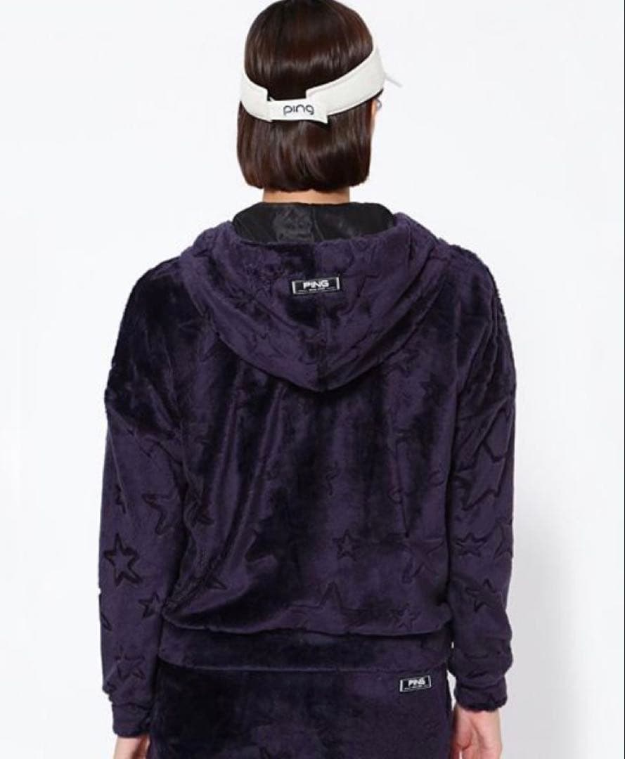 S ☆新品☆ PING ゴルフ ベロア フーディー ボア　ブルゾン ネイビー