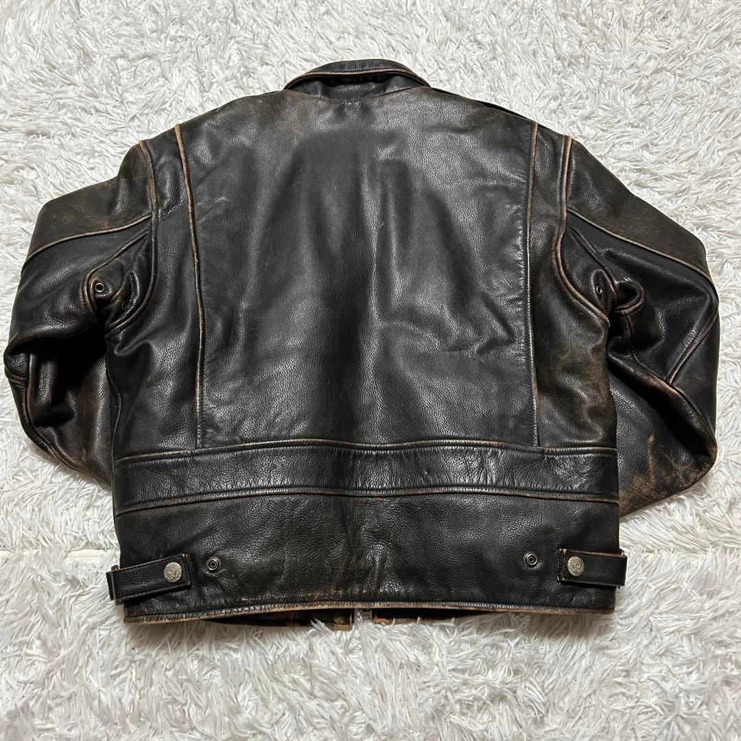 ハーレーダビッドソン シングル ライダースジャケット ブラウン ロゴ