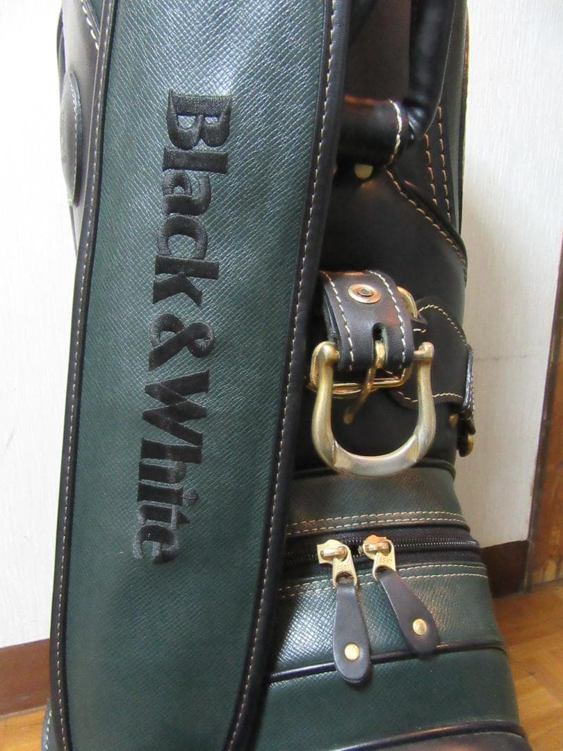 ★☆★ブラック＆ホワイト★ゴルフバック★黒/茶★フードなし★☆★