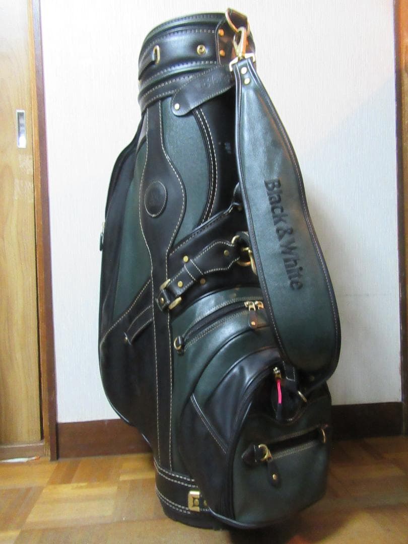 ★☆★ブラック＆ホワイト★ゴルフバック★黒/茶★フードなし★☆★