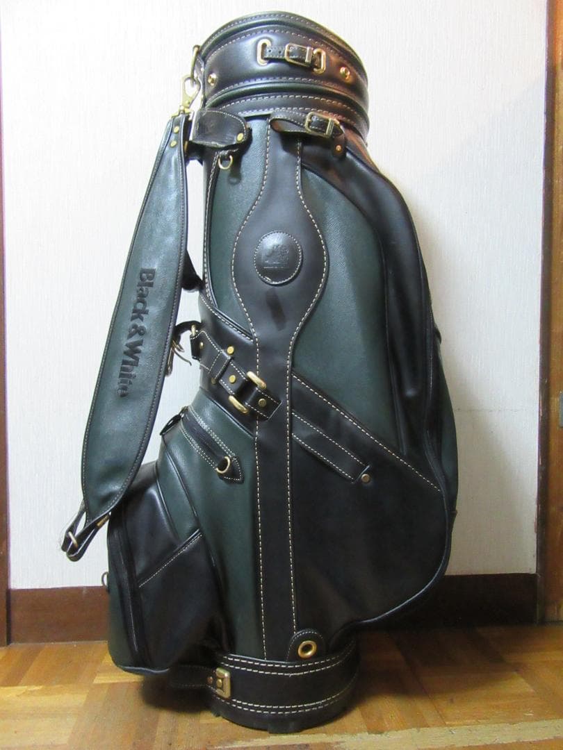 ★☆★ブラック＆ホワイト★ゴルフバック★黒/茶★フードなし★☆★