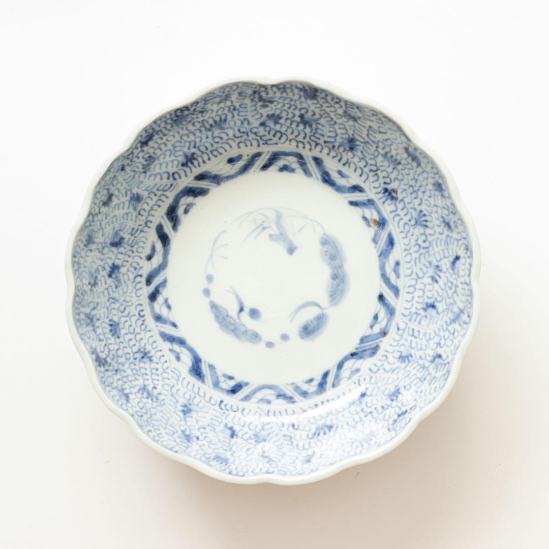 伊万里　古伊万里　江戸　後期　深皿　なます　皿　微塵唐草　2客セット