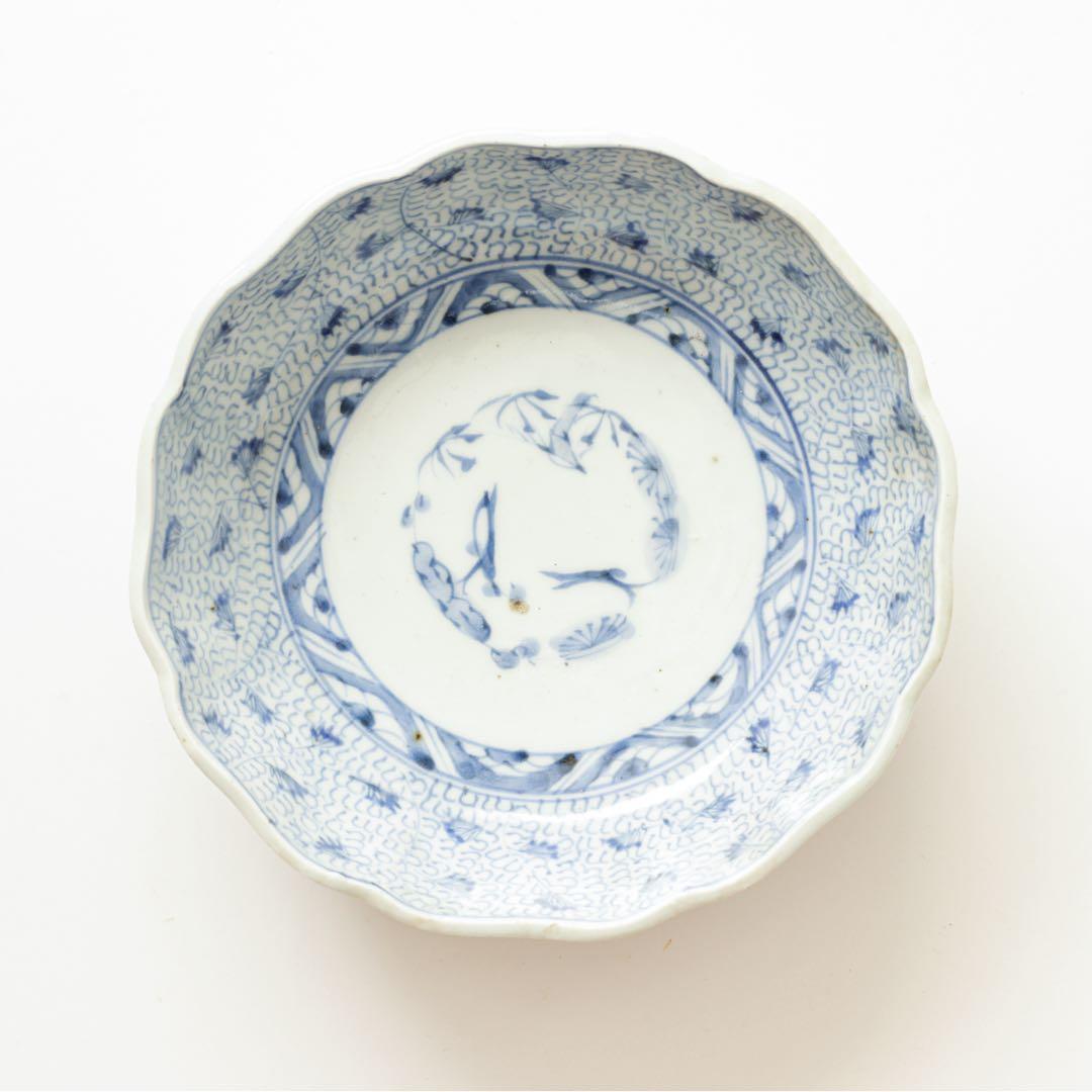 伊万里　古伊万里　江戸　後期　深皿　なます　皿　微塵唐草　2客セット