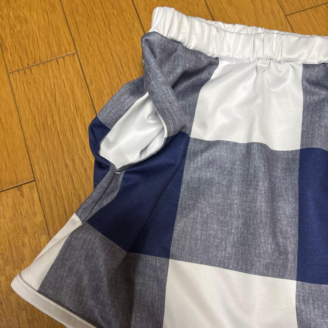 美品 キア テニスウエア Tシャツ スコート 上下セット 上L 下M チェック