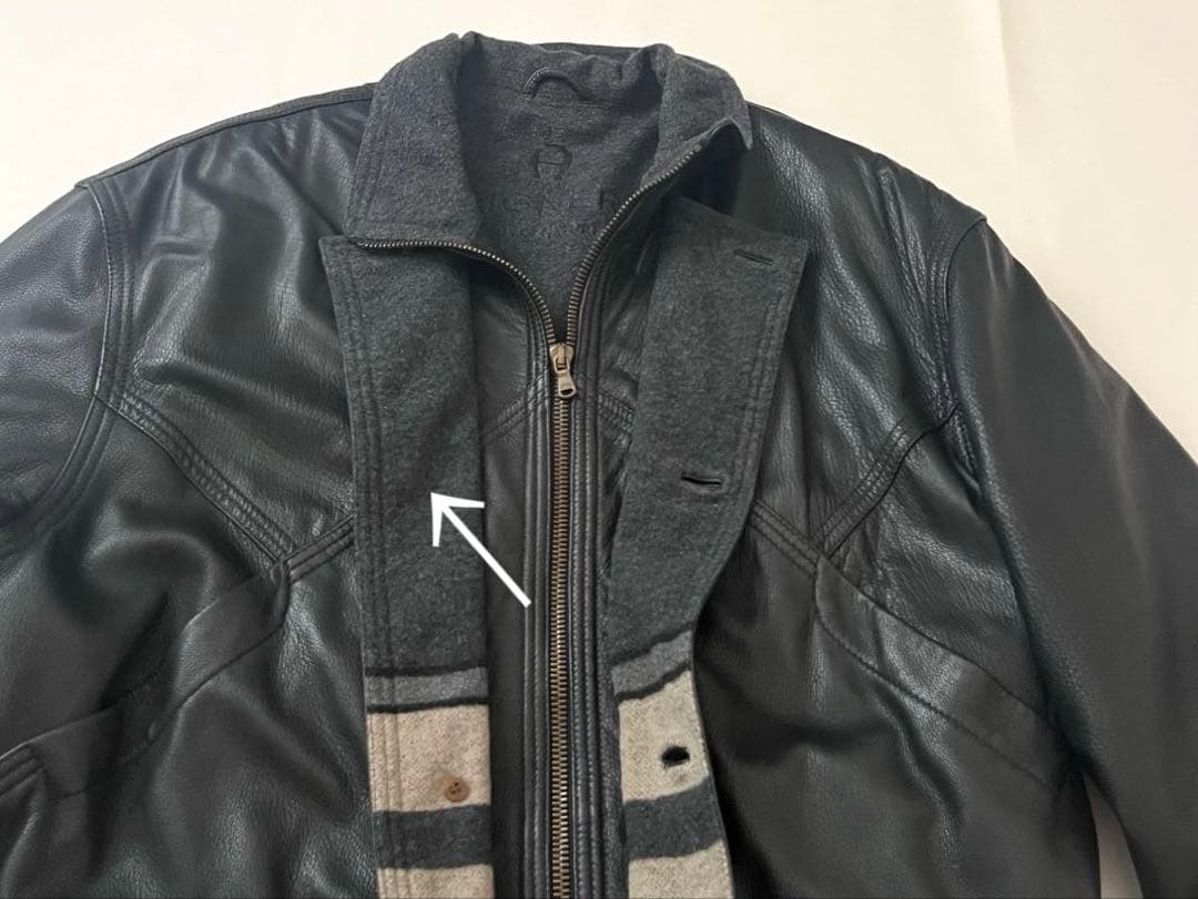 【美品】アイグナー　レザーコート　ディアスキン　50 ブラック　イタリア製