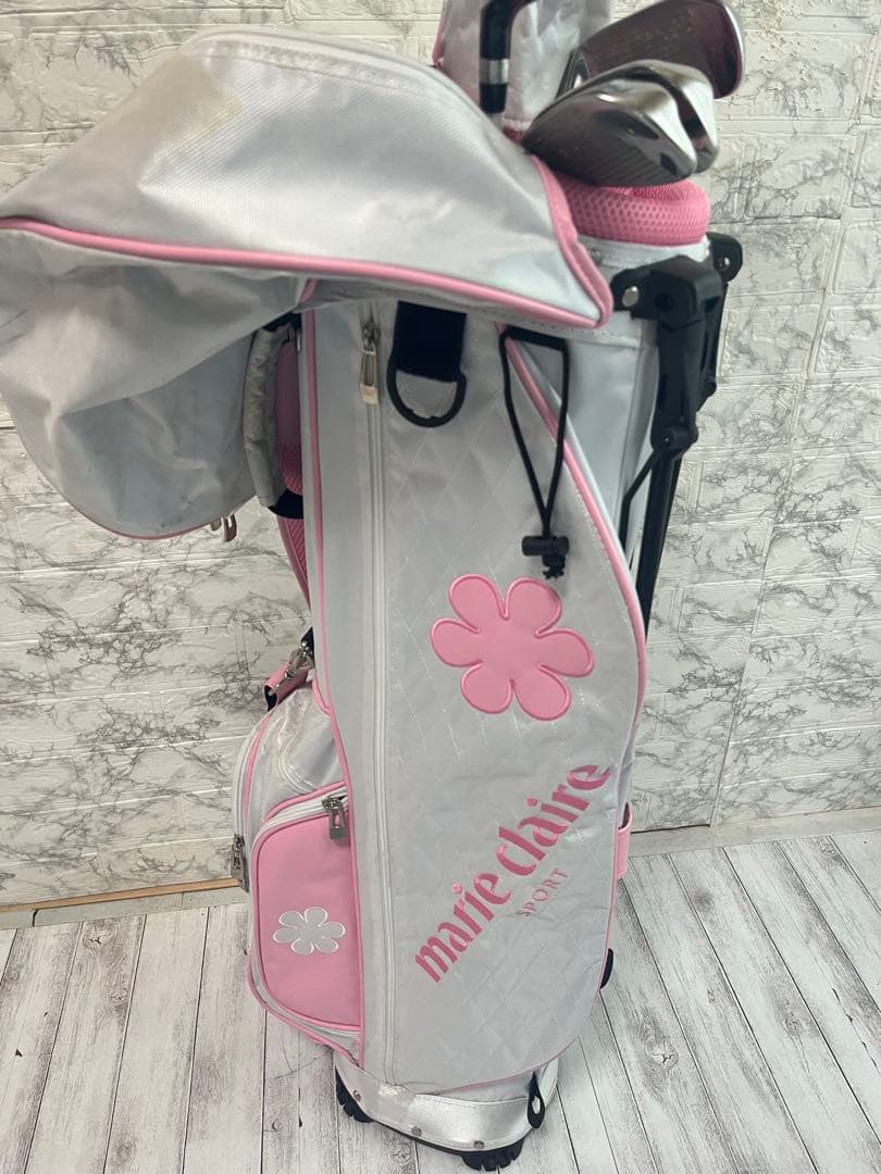 マリクレール　レディース ゴルフクラブセット ホワイト/ピンク　キャディバック