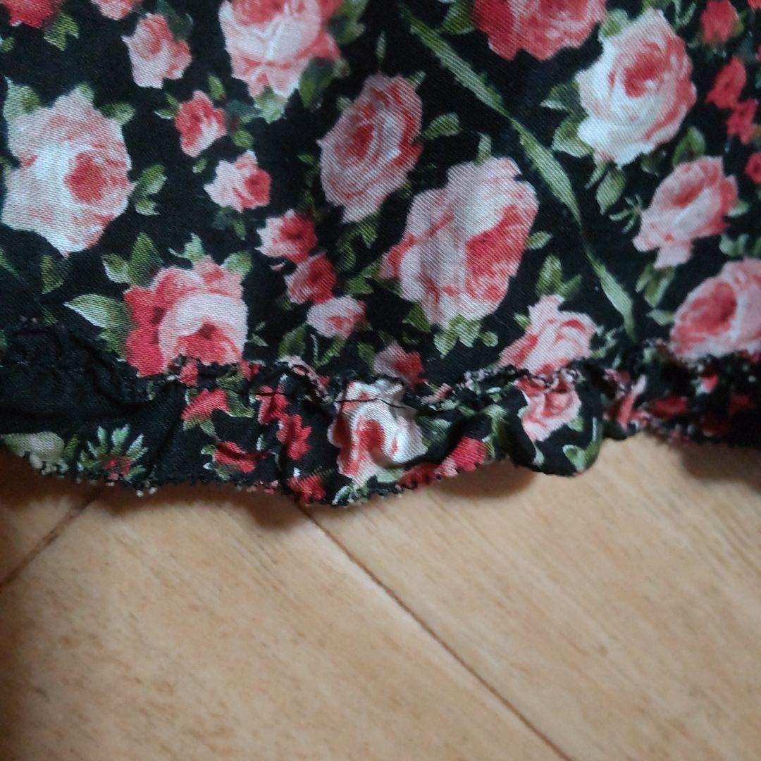 美品ピンクハウス　綿ローン小薔薇プリントロングワンピース