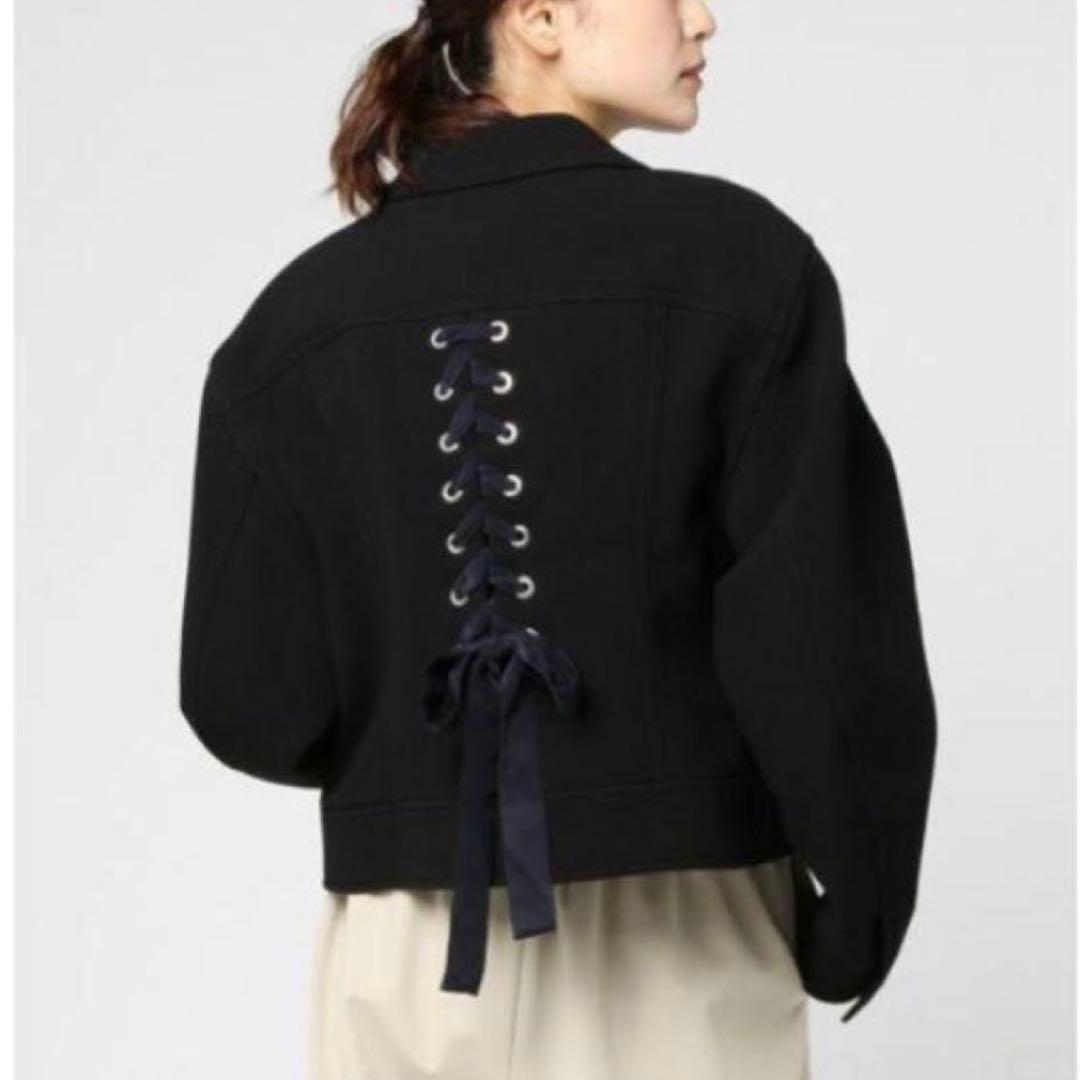 【未使用級】ルシェルブルー レースアップ ジャケット ブルゾン ボンディング
