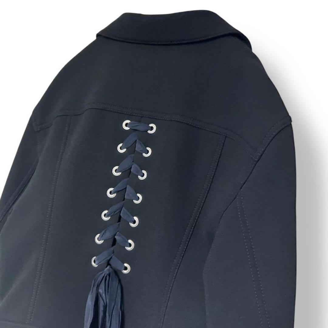 【未使用級】ルシェルブルー レースアップ ジャケット ブルゾン ボンディング