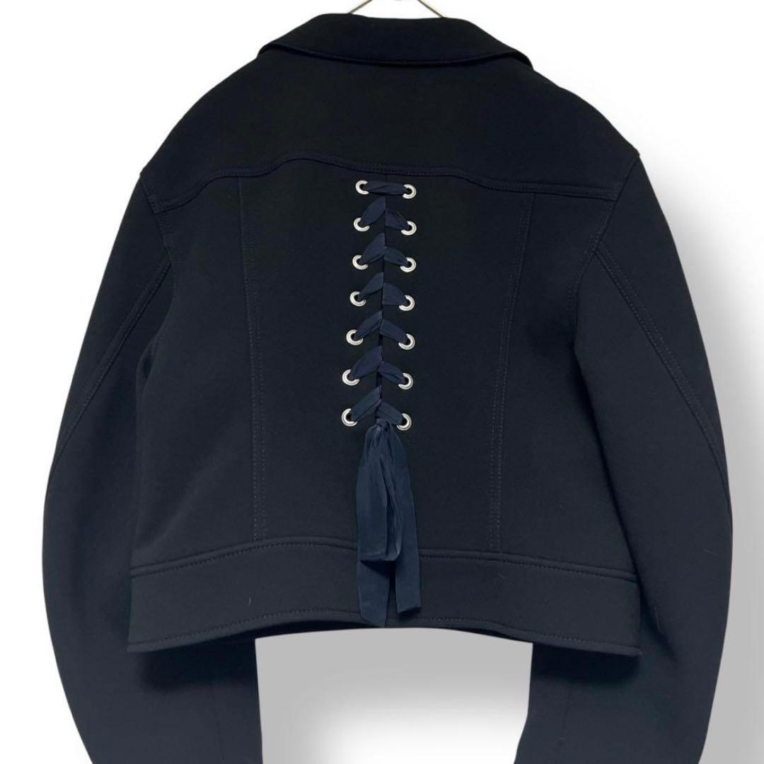 【未使用級】ルシェルブルー レースアップ ジャケット ブルゾン ボンディング