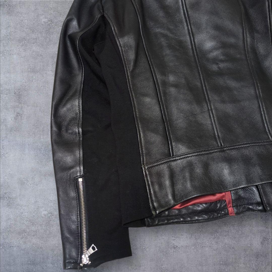 ジョニーウルフ ラムレザー 変形 切替 レザーライダースジャケット IDEAL