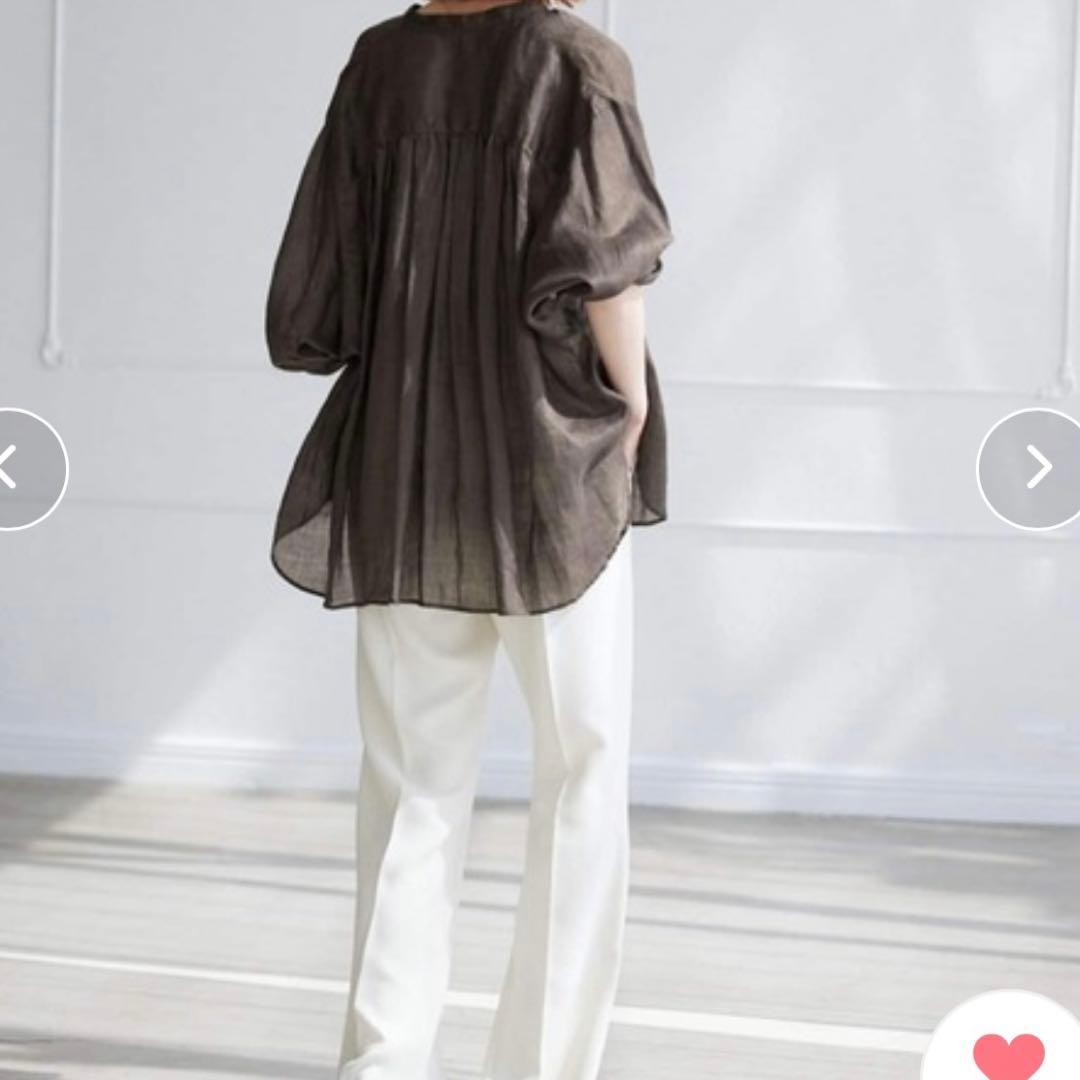 【新品タグ付】SLOBE IENAラミーギャザーシャツ シースルー 長袖 ブルー