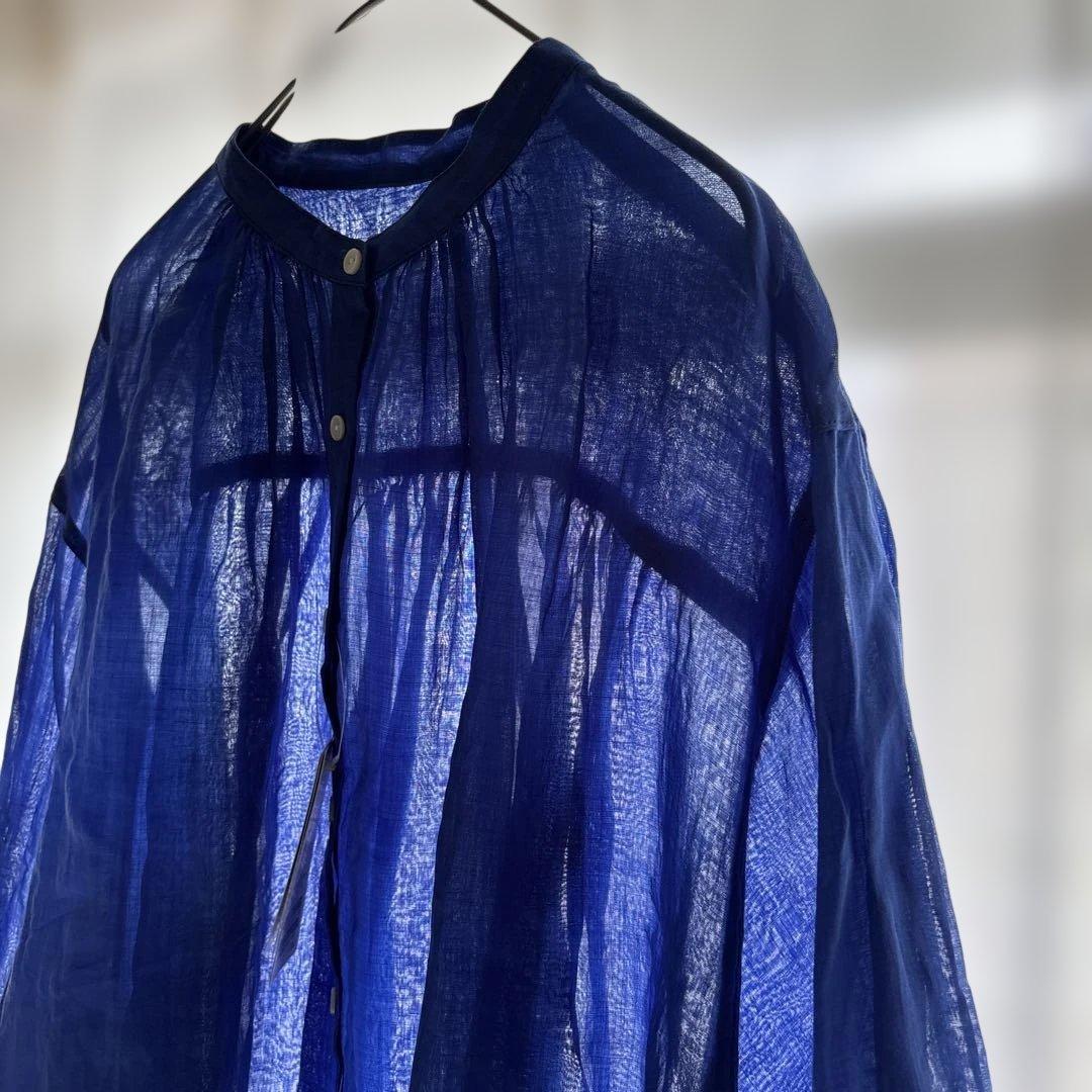 【新品タグ付】SLOBE IENAラミーギャザーシャツ シースルー 長袖 ブルー