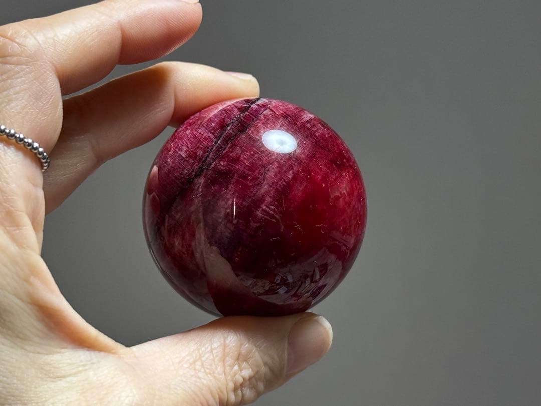 高品質 レッドムーンストーン スフィア 台座付き