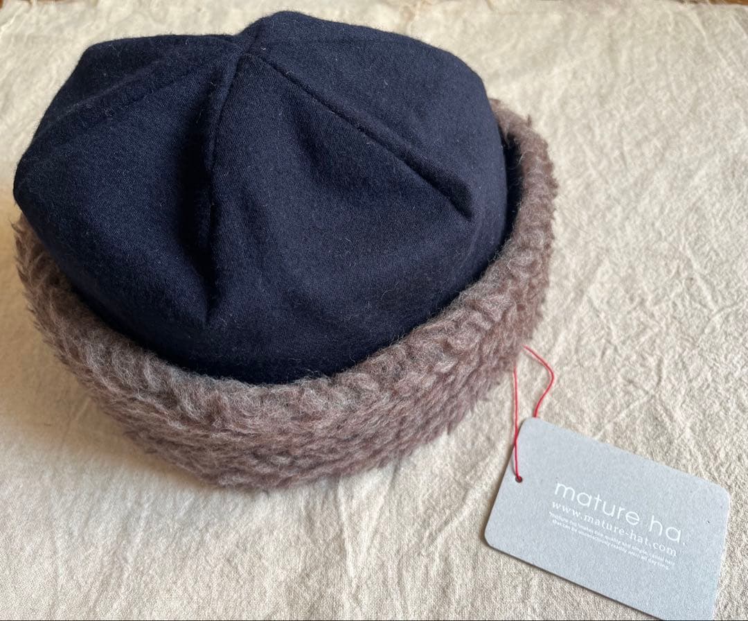 【新品】mature ha. マチュアーハ ボアキャップ ネイビー 帽子ハット