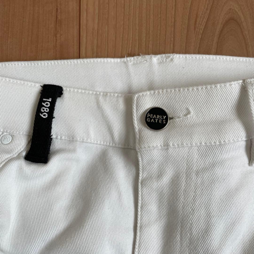 PEARLY GATES ホワイトパンツ スリムフィット　サイドロゴ　白