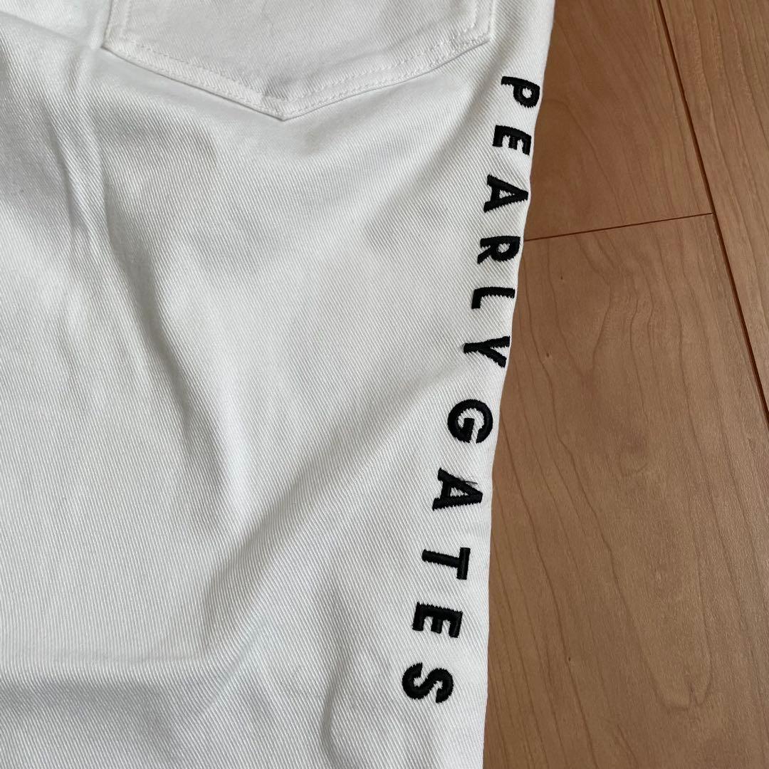 PEARLY GATES ホワイトパンツ スリムフィット　サイドロゴ　白