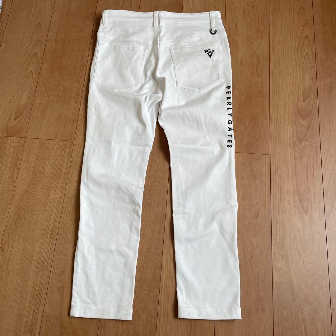 PEARLY GATES ホワイトパンツ スリムフィット　サイドロゴ　白