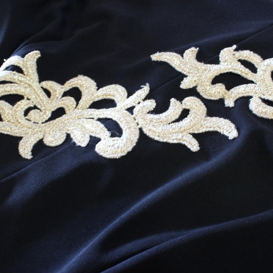 【美品 社交ダンス衣装】黒 ゴールド シンプル 社交ダンス ワンピース ドレス