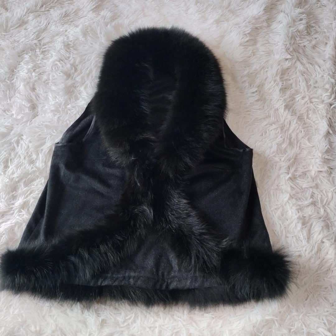 【未使用級】SAGA FURS カシミヤ ポンチョ 2way ブルーフォックス