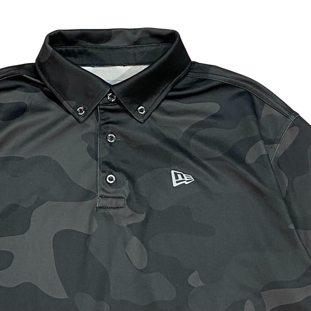 NEW ERA ニューエラ 半袖 ボタンダウン ポロシャツ XL カモフラ柄