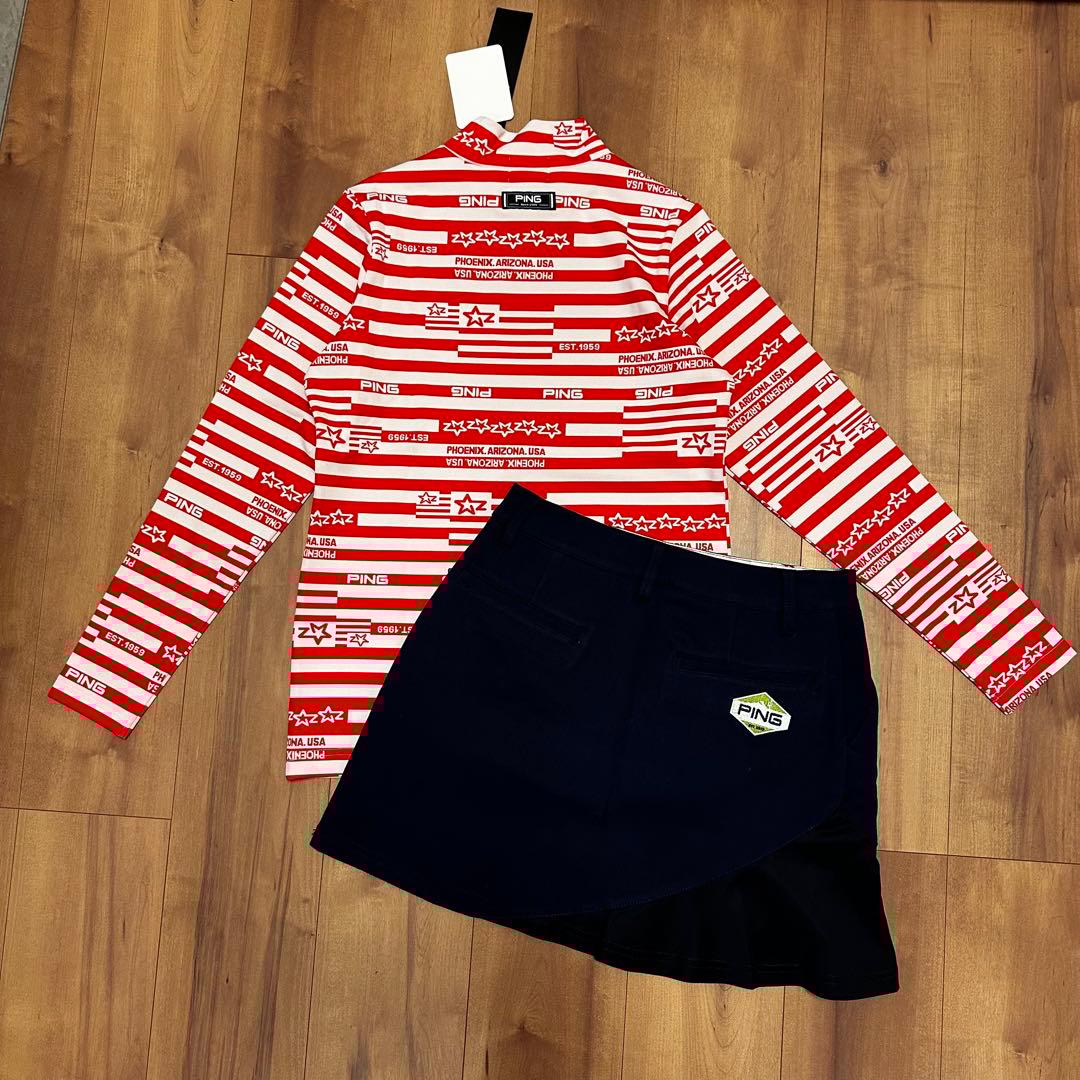 長袖モックネック　保温　フレア　スカート　セットアップ　春秋　サイズM 新品